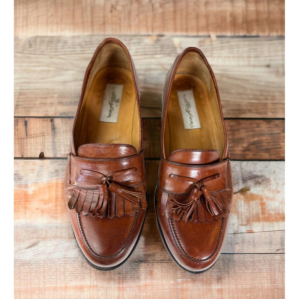 Mezlan Santander Cognac Brown Tassel Loafers Made in Spain Men's Shoes Size 9 W - Picture 13 of 13